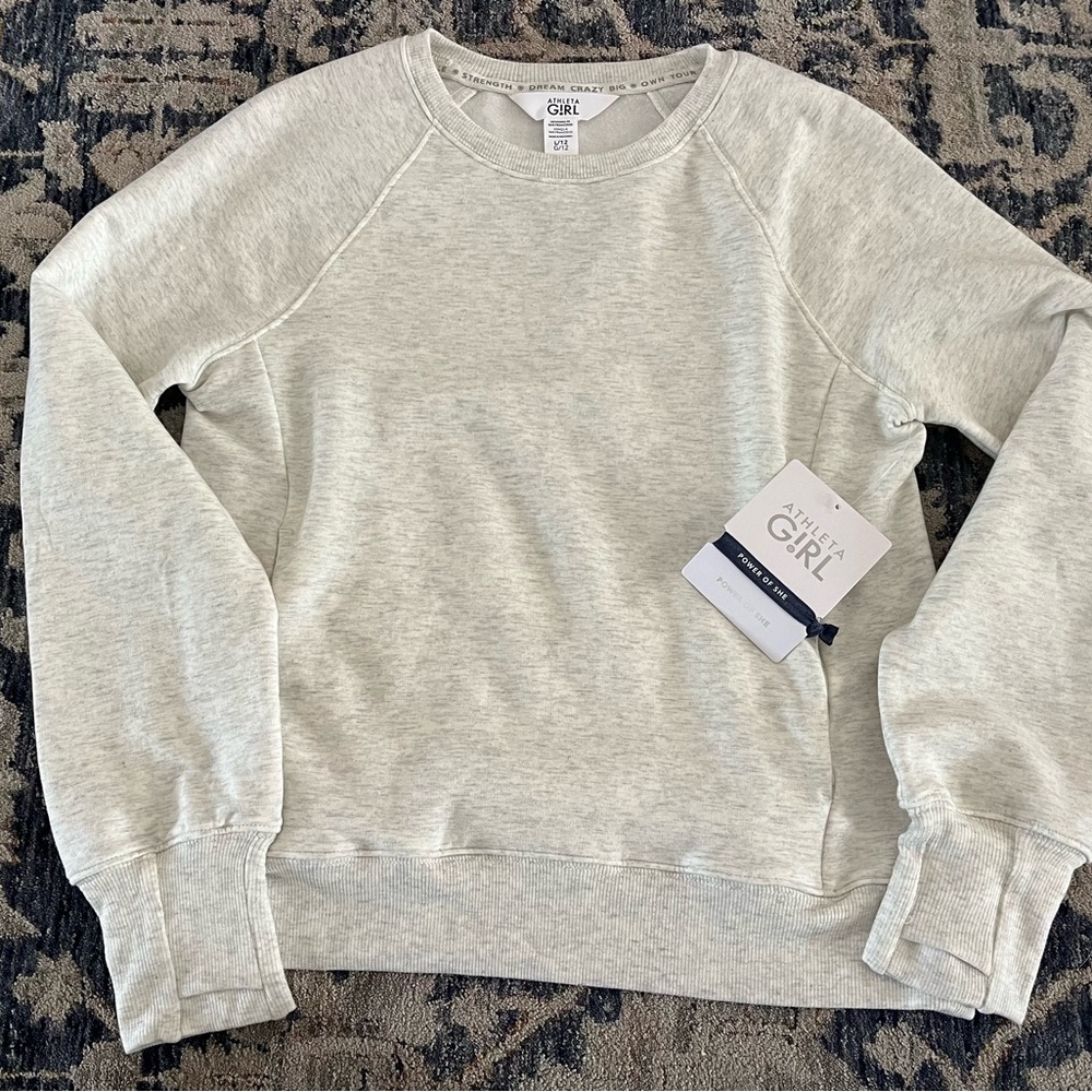 ***NWT***Athleta Girl Warm Up Sweatshirt L/12 Heather Gray